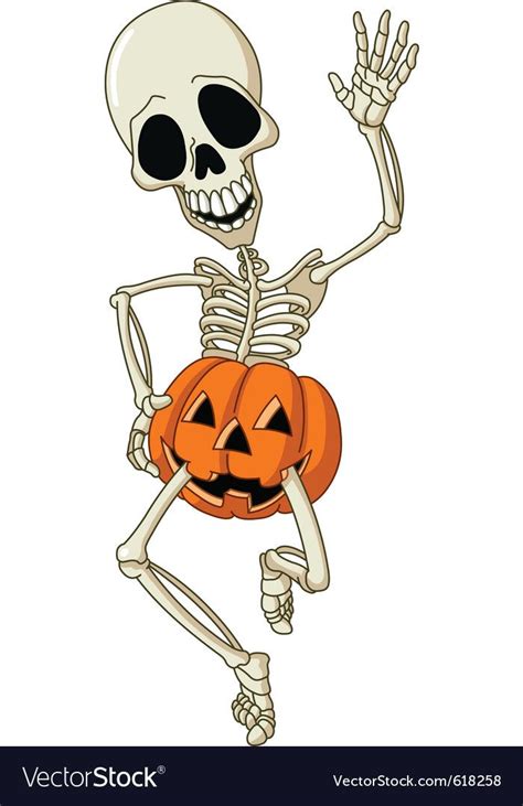 Happy Skeleton Vector Image On Vectorstock Halloween Cartoons Halloween Skeletons Halloween