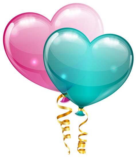 Balloon Clip Art Pink And Blue Heart Balloons Png Clipart Image Png