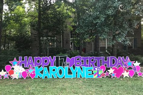 Show off the new graduate with large custom graduation yard signs from stumps. Card My Yard | Home | Birthday yard signs, Happy birthday ...