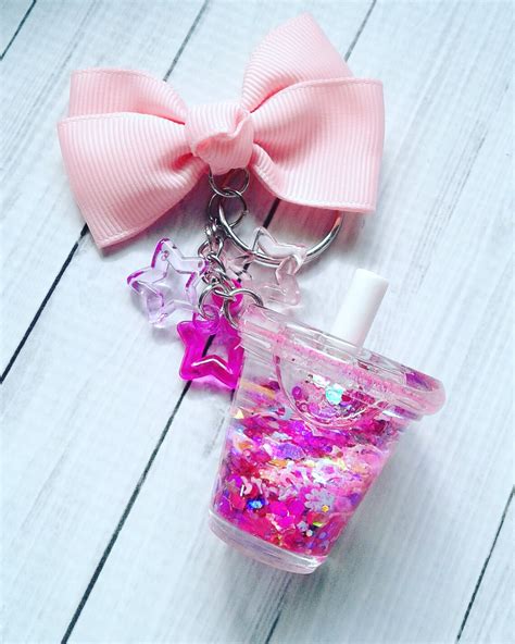 Liquid Glitter Shaker Keychain Kawaii Keychain Glitter Etsy