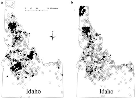 Distribution Of Gray Wolf Detections In Idaho In A 2009 And B 2010