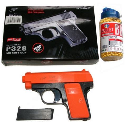 Double Eagle P328 Spring Powered Orange Plastic Bb Gun Pistol And 2000 Bb Pellets