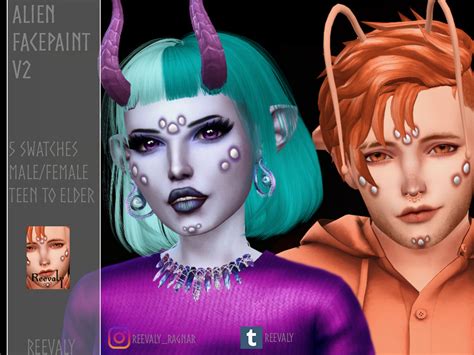 The Sims Resource Alien Facepaint V2 Face Painting Alien Female