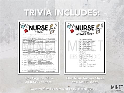 Nurse Trivia Nurse Trivia Game Printable Nurse Trivia Etsy