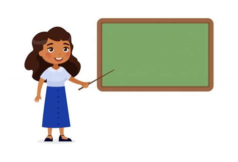 Premium Vector Indian Female Teacher Standing Near Blackboard Flat