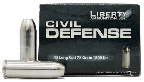 Liberty Civil Defense 45lc 78gr Hp Ammo 20 Rounds Ventura Munitions