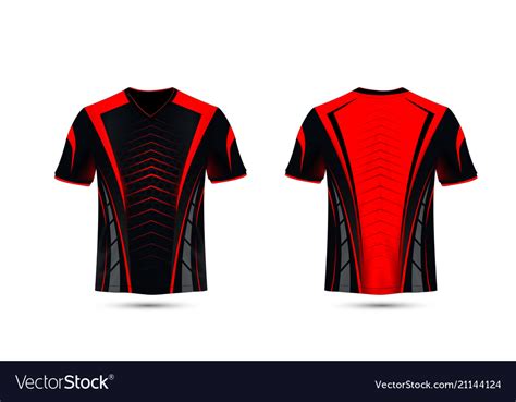 Browse through different shirt styles and colors. Black and red layout e-sport t-shirt design Vector Image