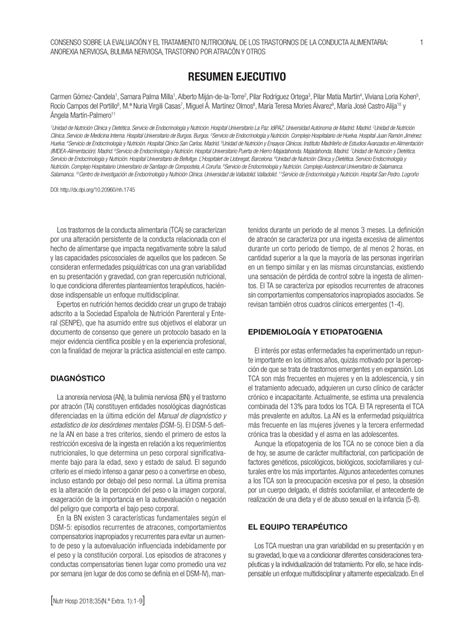 PDF Resumen ejecutivo Consenso sobre la evaluación y el tratamiento nutricional de los