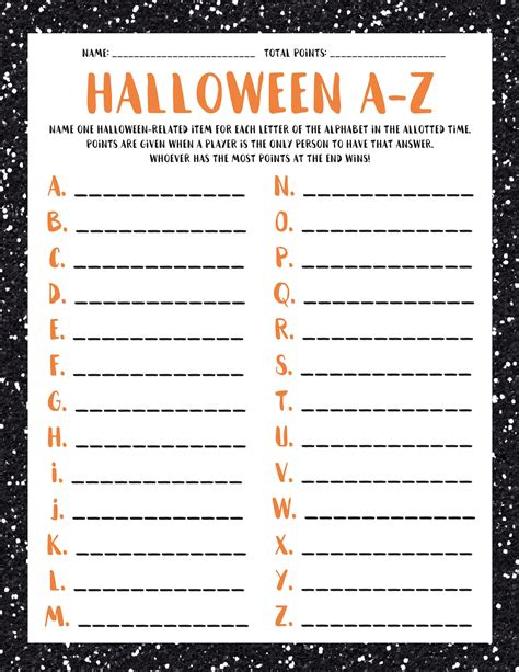 Halloween A-Z | Halloween Scattergories | Halloween Games | Halloween Party Games | Halloween ...