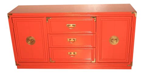 Basset Chinoiserie Hollywood Regency Orange Lacquered Sideboard on Chairish.com | Lacquered ...