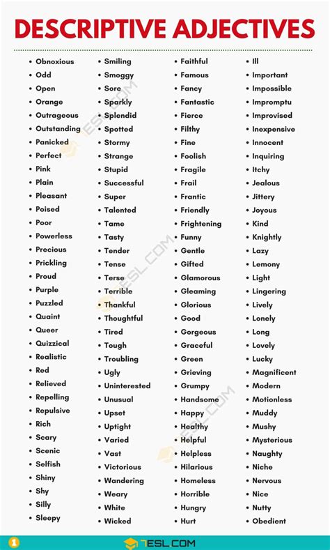 515 Descriptive Adjectives To Describe Everything In English 7esl