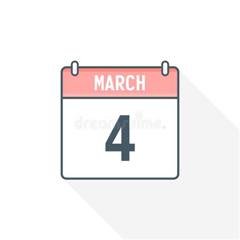 4th March Calendar Icon March 4 Calendar Date Month Icon Vector