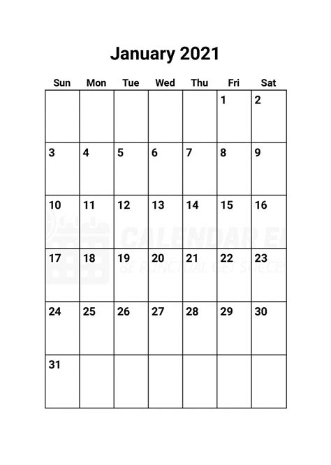 January 2021 Calendar Pdf Free January Printable Pdf