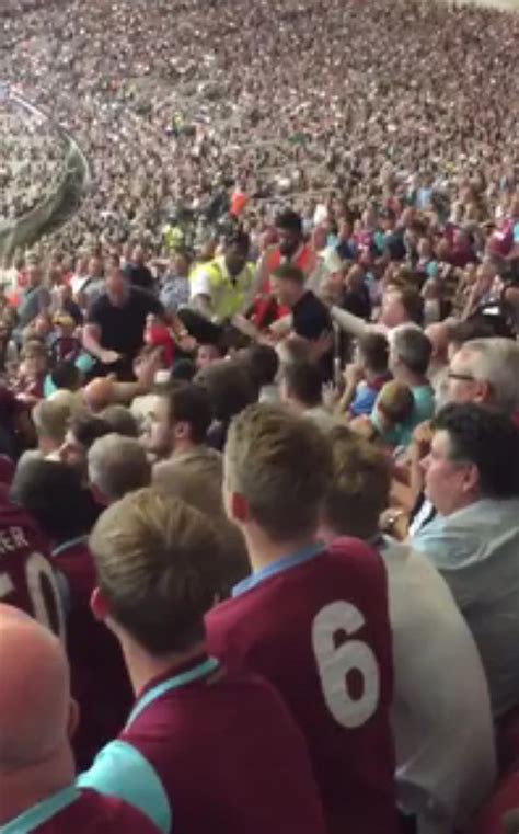 West Ham United Violence Fans Fight Each Other At London Stadium
