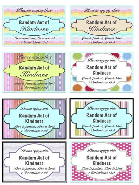 Free Printable Random Acts Of Kindness Cards Pdf Printable Word Searches