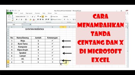 Cara Membuat Tanda Centang Dan Tanda Silang X Di Microsoft Excel