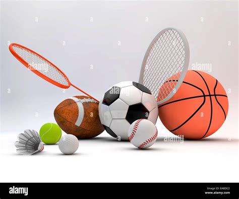 Assorted Sports Equipment Including A Basketball Soccer Ball Tennis Ball Baseball Tennis