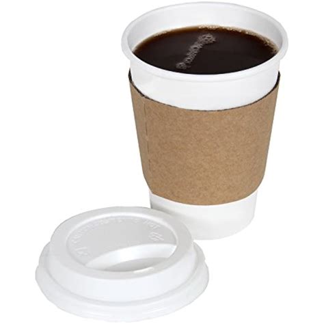 12oz White Disposable To Go Paper Coffeehot Beverage Cups With Lids