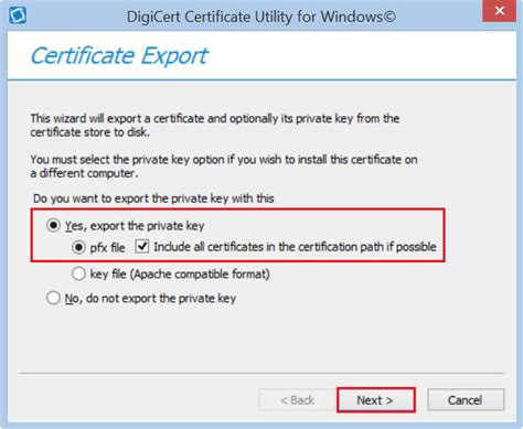 PFX Certificate Export Certificate Utility DigiCert Com