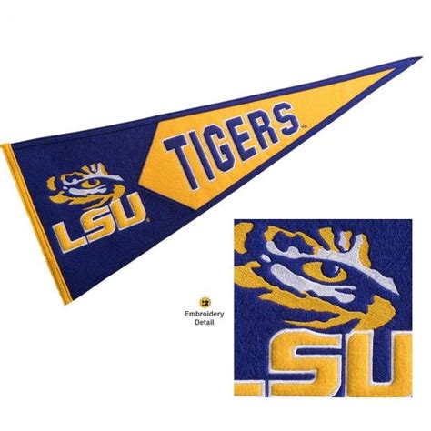 Lsu Tigers Embroidered Wool Pennant Measures A Full Size 13x32 Inches