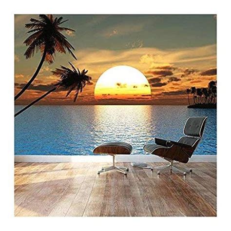 Large Wall Mural Beautiful Tropical Scenery Landscape Palm Trees On The Beach At Sunset Vinyl