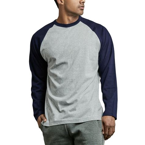 Blended Mens Long Sleeve Baseball T Shirt Jersey Raglan Two Tone Active Tee