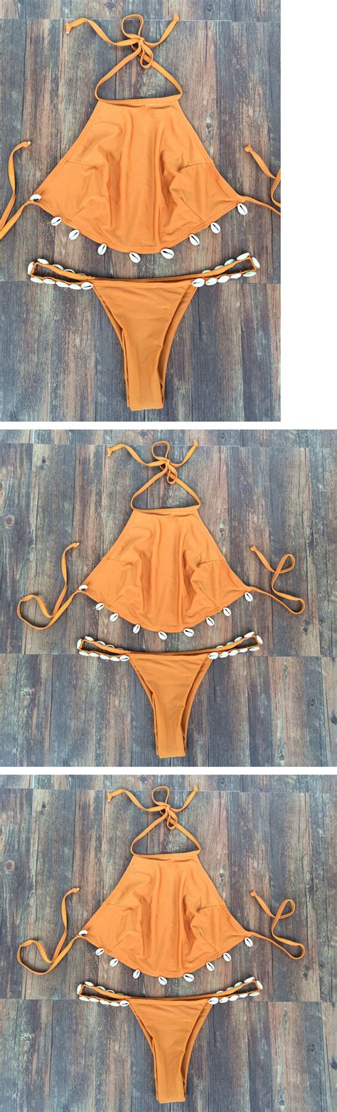 Apricot Halter Bikini Swimwear Beachwear Bikini Swimwear Bikinis Bikini For Women Halter