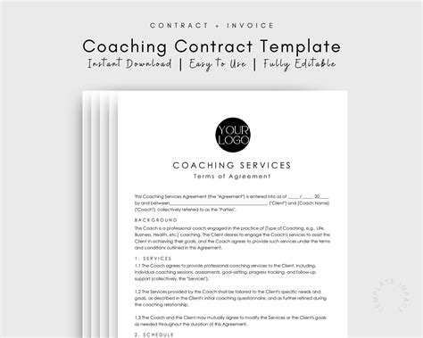 Coaching Contract And Invoice Template Instant Download Etsy