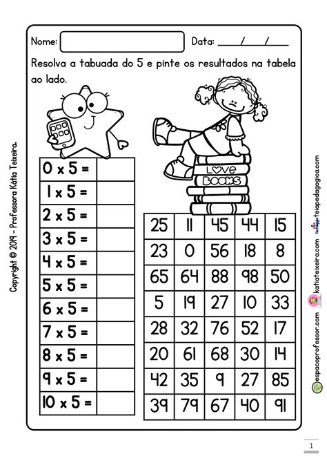 Multiplicação Número 5 Atividades De Multiplicação Tabuada Matemática