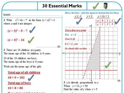30 Essential Marks Gcse Maths Revision Higher Tier Teaching Resources