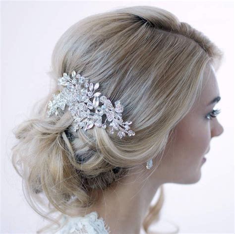 Swarovski Etsy Crystal Hair Clip Silver Hair Clip Bridal Hair Comb