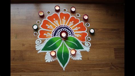 Freehand Easy Flower Rangoli Designs For Diwali