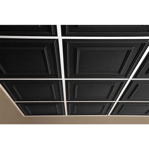 Ceilume Cambridge Black 2 Ft X 2 Ft Lay In Or Glue Up Ceiling Panel