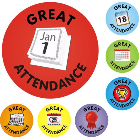 Great Attendance Stickers Rewards For Teachers