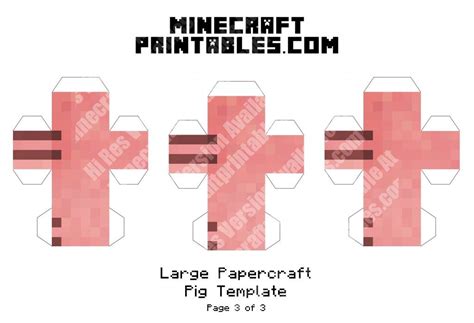 Pig Printable Minecraft Pig Papercraft Template