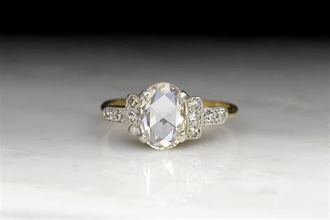Antique Victorian Gia Certified Oval Rose Cut Diamond Engagement Ring