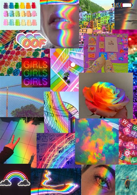 Aesthetic Collage Ranibow Wallpaper