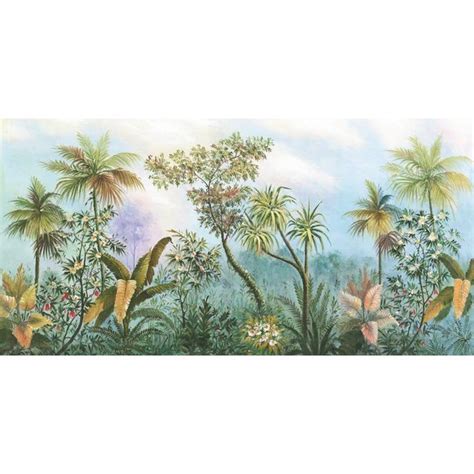 Hand Painted Tropical Rainforest Plant Wallpaper Wall Mural Etsy In