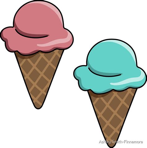Pink And Blue Ice Cream Stickers By Ashley Smith Finnemore Redbubble