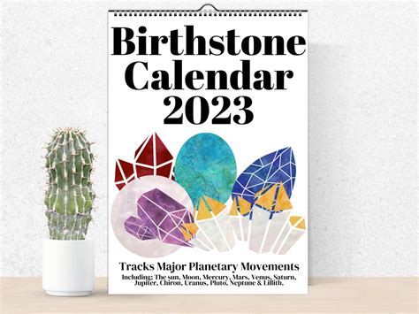 2023 Birthstone Calendar With Astrological Dates Lunar Cycles Etsy