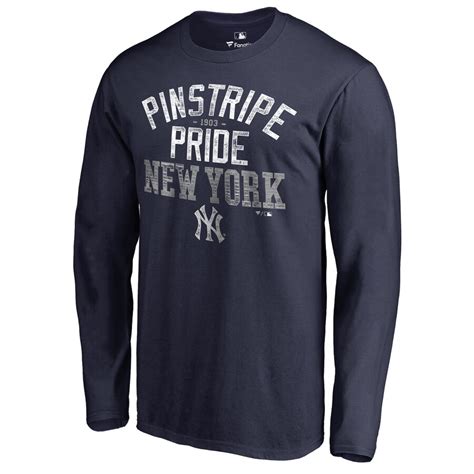 New York Yankees Navy Hometown Collection Pinstripe Pride Long Sleeve T