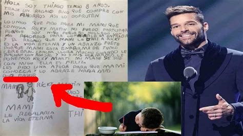 Niño Pide En Emotiva Carta Que Su Mamá Enferma Conozca A Ricky Martin