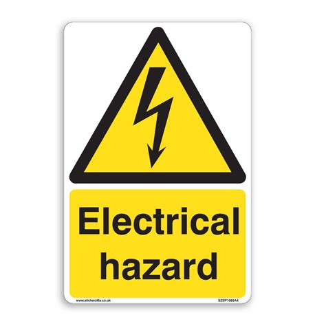 Electrical Hazard Sign A4 200mm X 300mm Self Adhesive Sticker