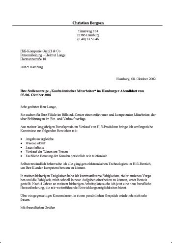 Bewerbung zum kaufmann im einzelhandel. Online Bewerbung Anschreiben - lebenslauf beispiel