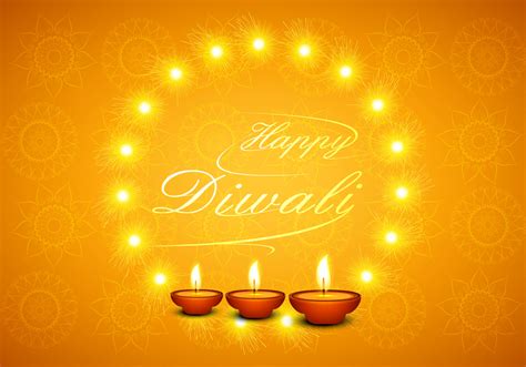 Happy Diwali Greeting Card With Glowing Diyas Download Free Vector