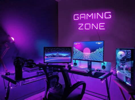 Gamer Room Decor Ledgaming Zone Neon Signgamer Room Neon Etsy Hong Kong