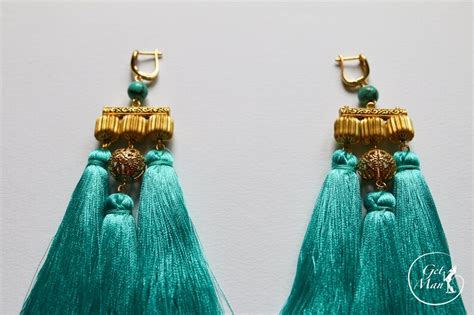 Turquoise Tassel Earrings Cleopatra Large Earrings Etsy