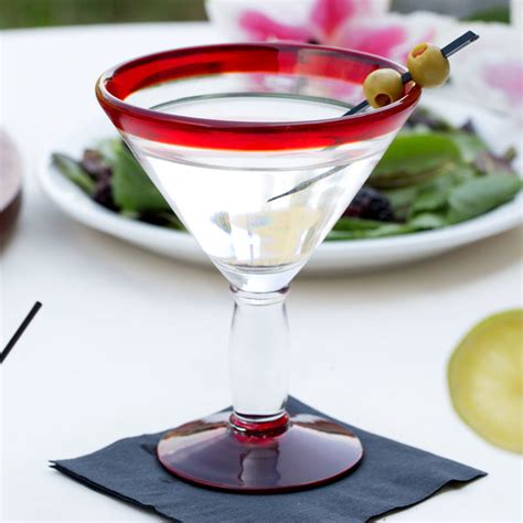Libbey 92305r Aruba 10 Oz Customizable Martini Glass With Red Rim And Base 12 Case