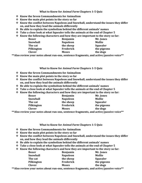 What To Know For Animal Farm Chapters 1 5 Quiz