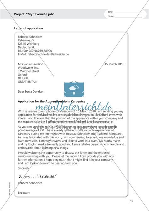 Ein beispielvideo zur durchführung von tests an der realschule traunreut finden sie hier. Project: "My favourite job": Writing a job application and ...